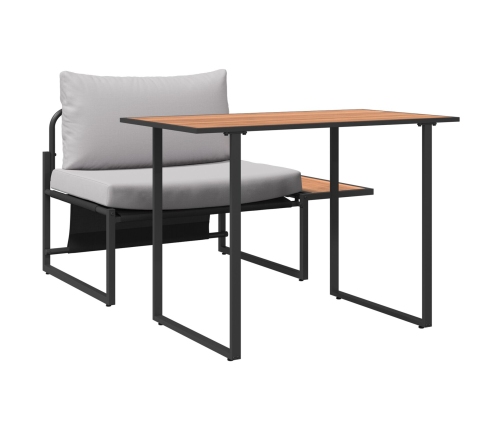 Conjunto de Comedor de Jardín de 2 Piezas Silla Individual con Cojines Gris Claro