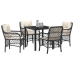 Conjunto de Comedor de Jardín de 5 Piezas con Cojines Negro Ratán Sintético