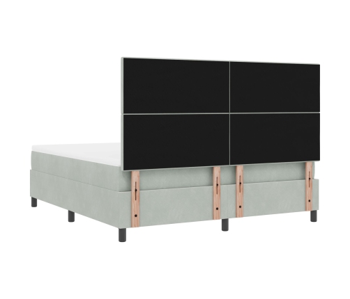 Cama Box Spring  con colchón Gris Claro Super King Terciopelo