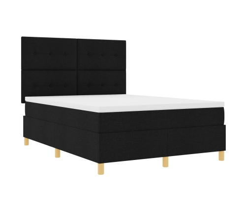 Cama de Muelles  con Colchón Negra 140x200 cm Tela