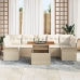 Juego de Sofá de Jardín de 8 Piezas con Cojines Beige Ratán Poli Acacia