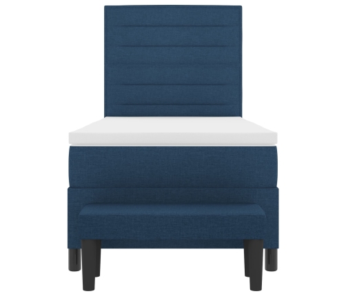 Cama con Somier con Colchón y Banco Azul 90x200 cm Tela