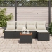 Conjunto de Sofá de Jardín  6 Piezas Negro y crema Ratán poliéster