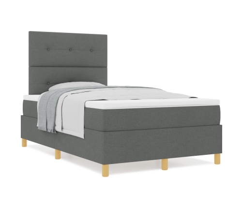 Cama con Base de Resortes  y Colchón Gris Oscuro 120x200 cm Tela