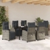 Juego de Comedor de Jardín de 7 Piezas Gris Ratán Poliéster