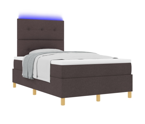 Estructura de Cama con Colchón Marrón oscuro Tela 120 x 200 cm