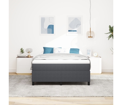 Cama con somier  con colchón gris oscuro 140x200 cm Tela de canalé