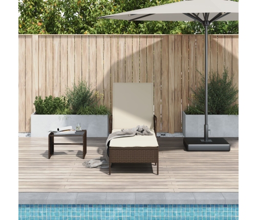 Tumbona Marrón y crema Ratán PE 157 x 55 x 92 cm Plegable
