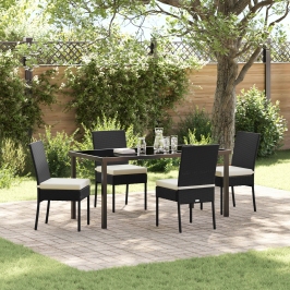 Conjunto de Comedor de Jardín de 5 Piezas Negro Poliratán