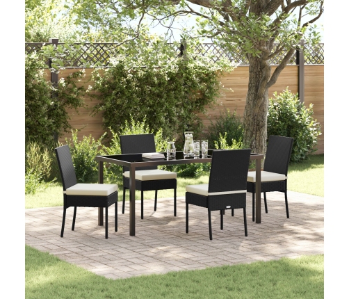 Conjunto de Comedor de Jardín de 5 Piezas Negro Poliratán