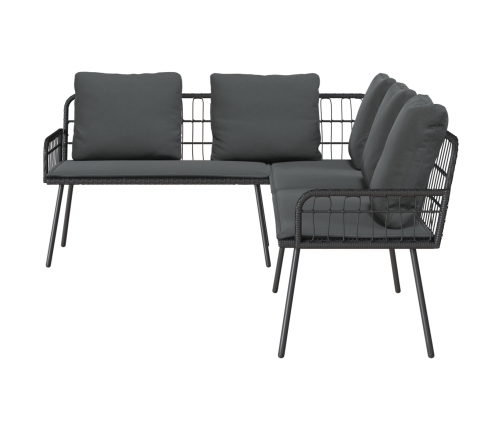 Sofá en forma de L  Negro 231x173x78 cm Poliratán
