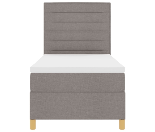 Cama con Box Spring  con Colchón Taupe 100x200 cm Tela