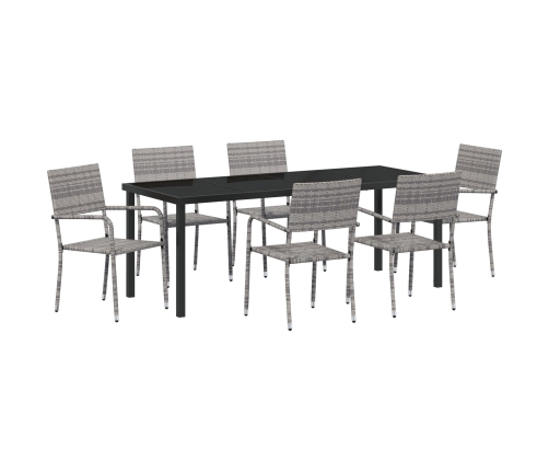 Conjunto de Comedor de Jardín  de 7 Piezas Gris de Poliratán