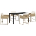Conjunto de Comedor de Jardín de 5 Piezas con Cojines Beige Ratan PE