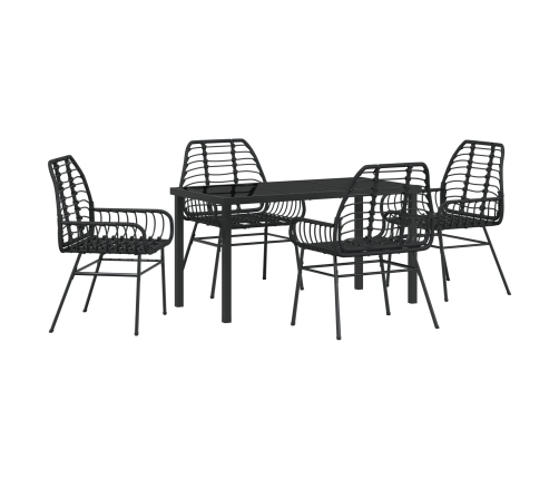 Set de Comedor de Jardín de 5 Piezas Poliratán Negro