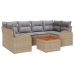 Conjunto de Sofás de Jardín  de 7 Piezas con Cojines Beige Poliratán Acacia