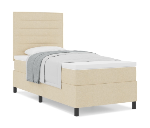 Cama con somier  con colchón crema 90x200 cm tela