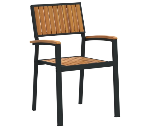 Juego de Comedor de Jardín Set de 7 Negro, Madera Natural