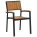 Juego de Comedor de Jardín Set de 7 Negro, Madera Natural