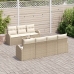 Conjunto de Sofás de Jardín  de 8 Piezas con Cojines Beige de Ratán Poliéster