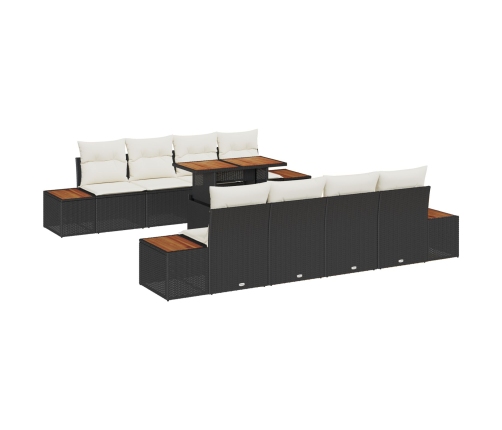 Conjunto de Sofá de Jardín  9 Piezas Negro Ratán