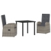 Set de Comedor de Jardín de 3 Piezas con Cojines - Poliratán Gris