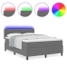 Cama con base tapizada  con colchón&luz LED gris 140x200 cm tela de pana