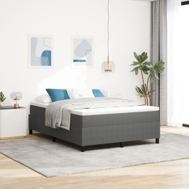 Cama con Box Spring  con Colchón Gris Claro 140x200 cm Tela de Terciopelo