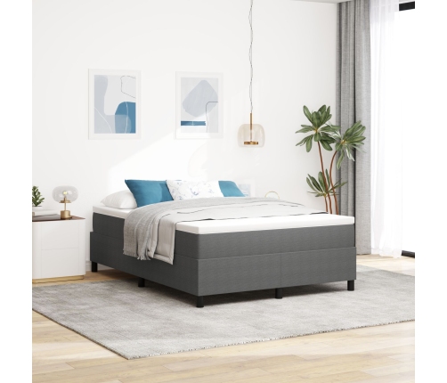 Cama con Box Spring  con Colchón Gris Claro 140x200 cm Tela de Terciopelo