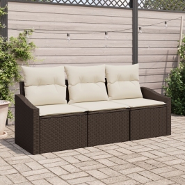 Conjunto de Sofá de Jardín  Conjunto de 3 Marrón Ratán