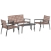 Set de café para exteriores de 4 piezas en ratán y acero marrón