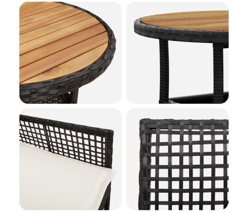 Juego de Comedor de Jardín de 3 Piezas  Negro Poliratán