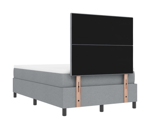 Cama con Base de Resortes  con Colchón y Banco Gris Claro 120x200 cm Tela