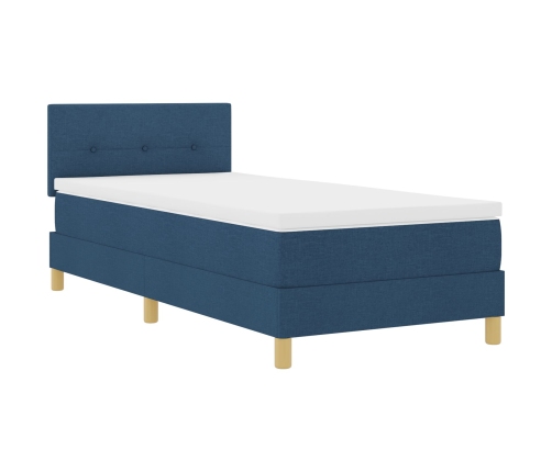 Cama Box Spring con Colchón Azul 100x200 cm Tela