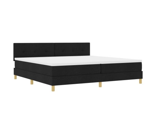 Cama con Muelles y Colchón Negra 200x200 cm Tela