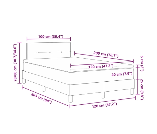 Cama Box Spring con Colchón Taupe 120x200 cm Tela
