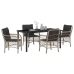 Set de Comedor de Jardín de 5 Piezas con Cojines Gris Claro Rattan PE