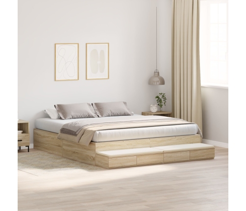 Base de cama  de roble de Sonoma 200x200 cm