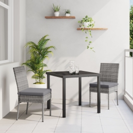 Conjunto de Comedor de Jardín  de 3 piezas Gris Poliratán