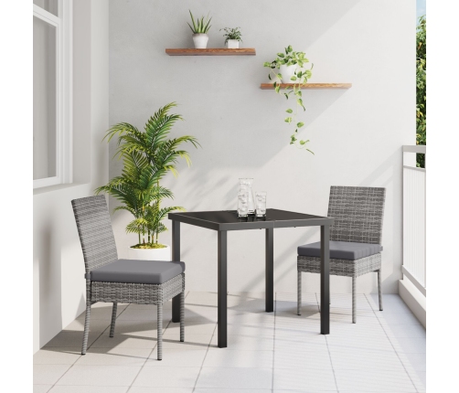 Conjunto de Comedor de Jardín  de 3 piezas Gris Poliratán