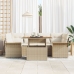 Conjunto de sofá de jardín de 7 piezas con cojines Beige Ratán Acacia