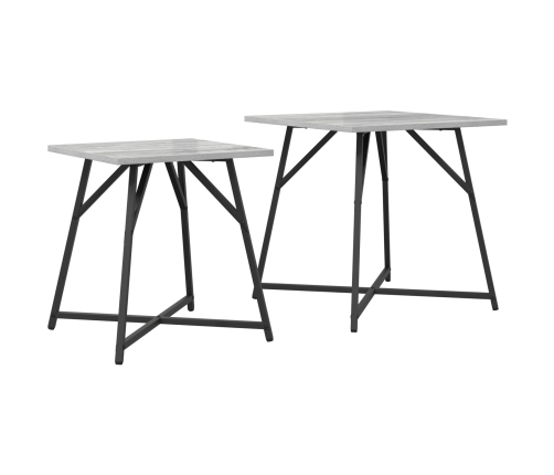 Mesa Auxiliar  2 pcs Gris Sonoma de Madera y Metal