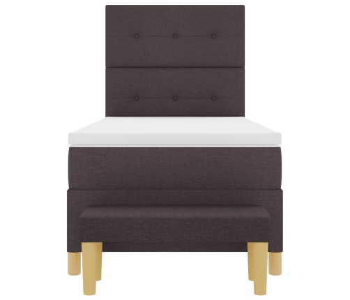 Cama Box Spring  con colchón y banco Marrón Oscuro 100x200 cm Tela