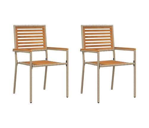 Sillas de jardín apilables  con cojines 2 pcs Beige Polirratan