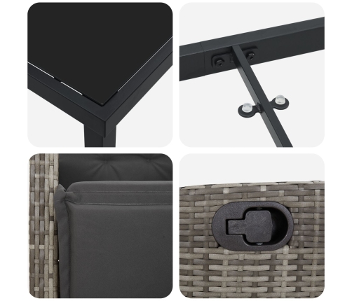 Conjunto de Comedor de Jardín de 5 Piezas Gris Ratán Poliéster