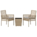 Conjunto de bistro de jardín de 3 piezas  con cojines Beige de polirratán