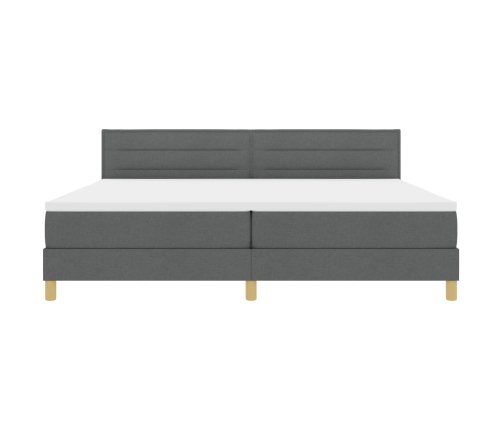 Cama Box Spring  con Colchón Gris Oscuro 200x200 cm Tela