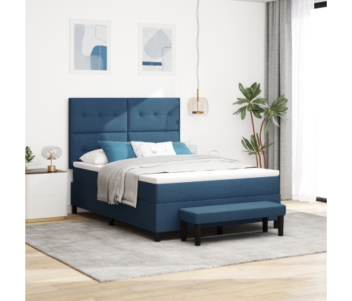 Cama con Somier  con Colchón & Banco Azul 140x190 cm Tela