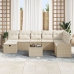 Set de Sofá de Jardín de 9 Piezas con Cojines Beige de Ratán Sintético