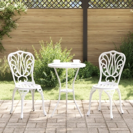 Conjunto de Bistro de Jardín de 3 Piezas  de Aluminio Fundido Blanco